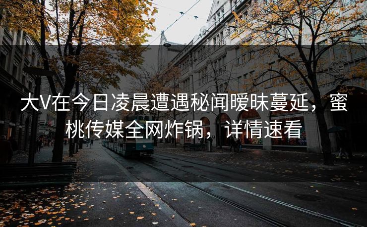 大V在今日凌晨遭遇秘闻暧昧蔓延，蜜桃传媒全网炸锅，详情速看