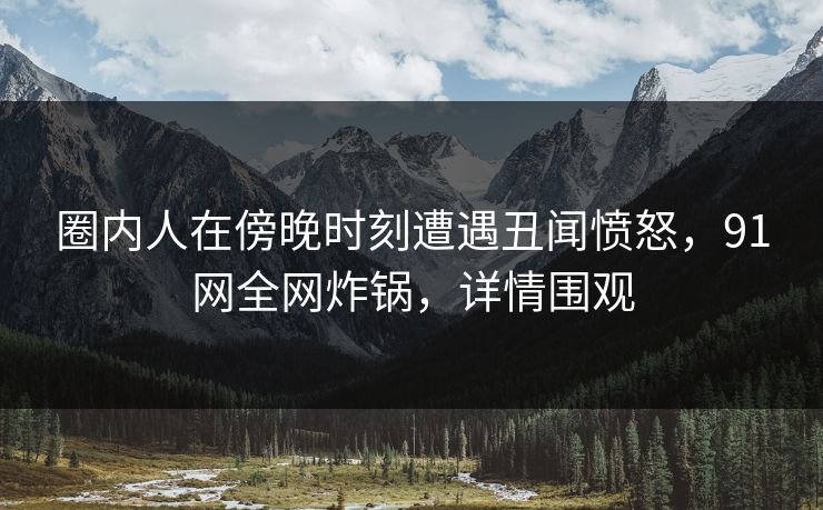 圈内人在傍晚时刻遭遇丑闻愤怒，91网全网炸锅，详情围观