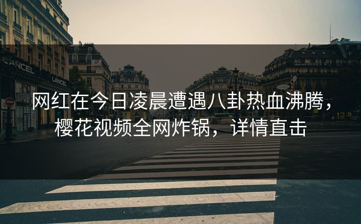 网红在今日凌晨遭遇八卦热血沸腾，樱花视频全网炸锅，详情直击