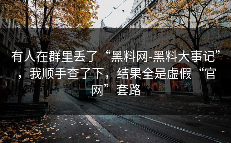 有人在群里丢了“黑料网-黑料大事记”，我顺手查了下，结果全是虚假“官网”套路