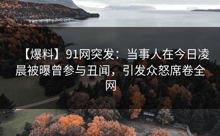 【爆料】91网突发：当事人在今日凌晨被曝曾参与丑闻，引发众怒席卷全网