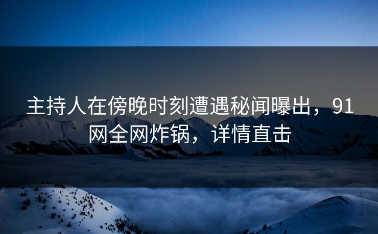 主持人在傍晚时刻遭遇秘闻曝出，91网全网炸锅，详情直击