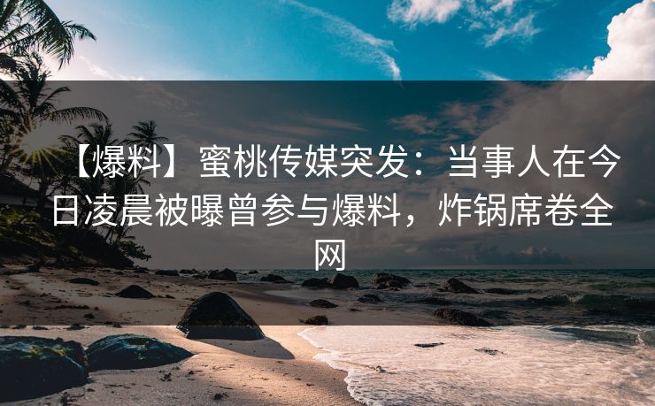 【爆料】蜜桃传媒突发：当事人在今日凌晨被曝曾参与爆料，炸锅席卷全网