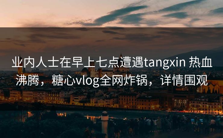 业内人士在早上七点遭遇tangxin 热血沸腾，糖心vlog全网炸锅，详情围观