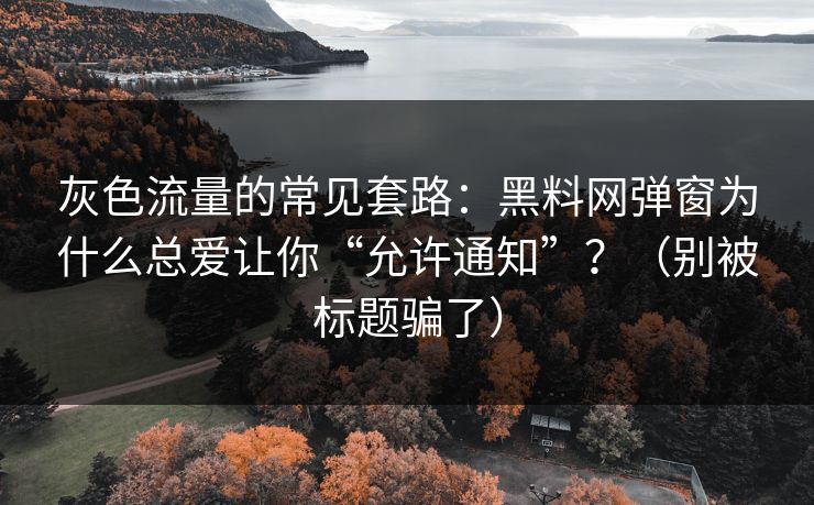 灰色流量的常见套路：黑料网弹窗为什么总爱让你“允许通知”？（别被标题骗了）